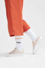 Chaussettes bio Ciao - chaussettes de tennis blanches avec lettrage et rayures
