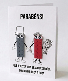 Carte postale de célébration de mariage – Brique de construction LEGO