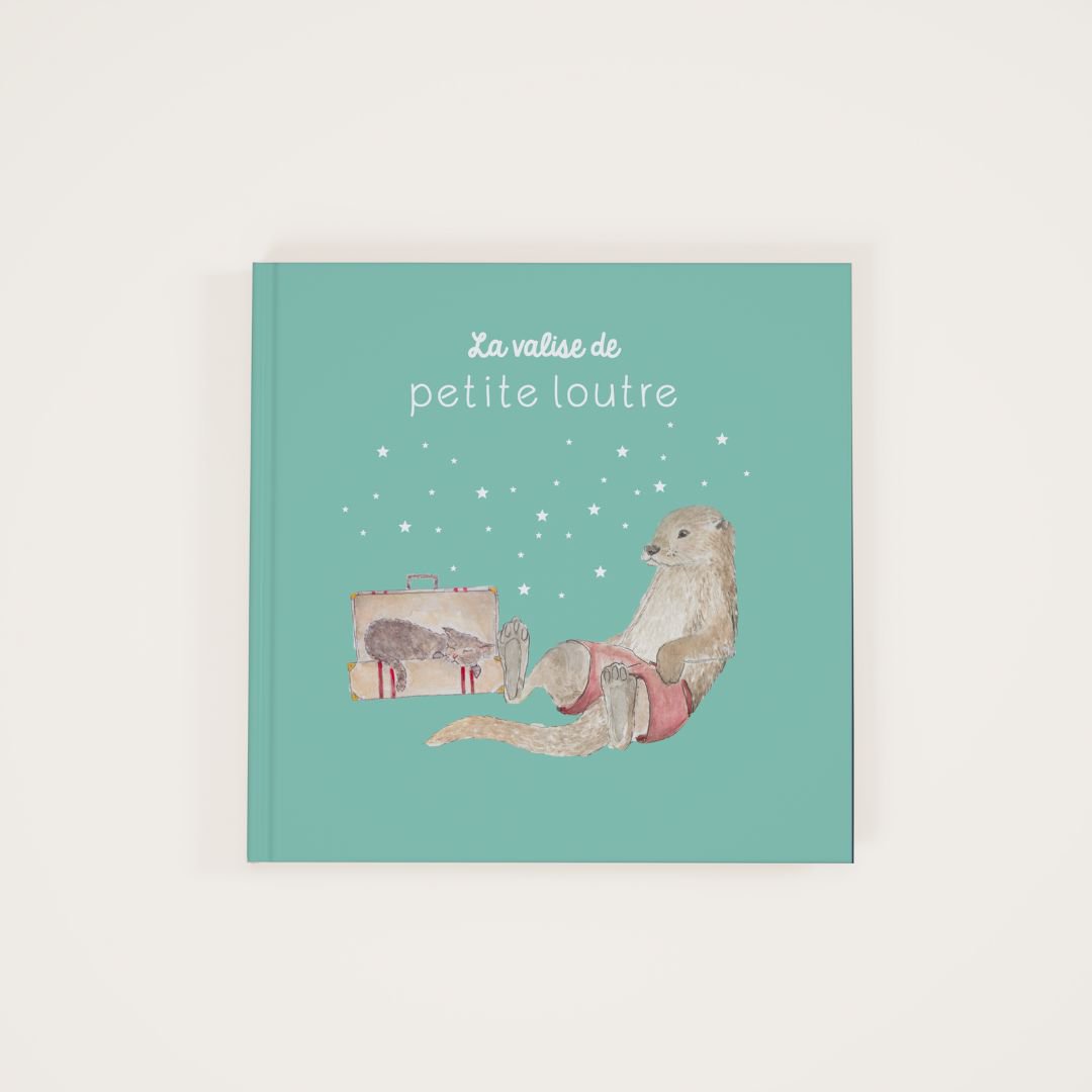 Livre éducatif interactif pour enfant cadeau d'anniversaire création sur mesure la valise de petite loutre