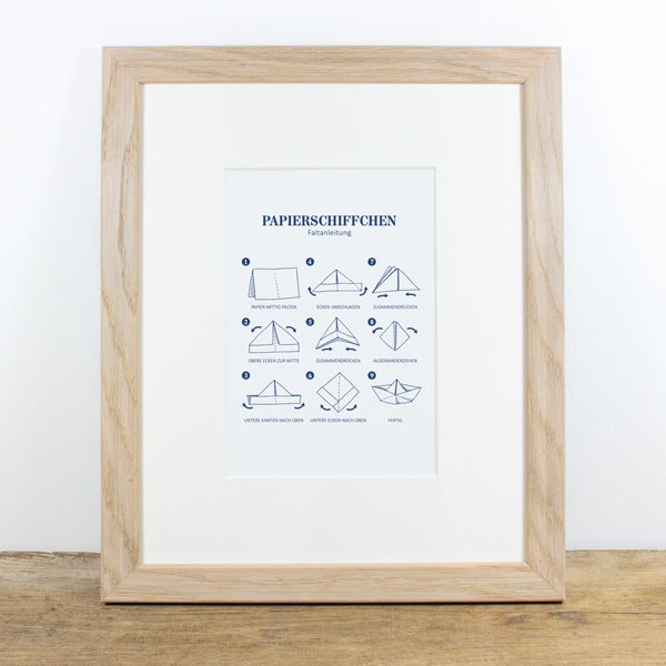 Cuadro con barquitos de papel passepartout