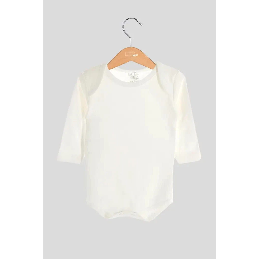 Baby langærmet bodysuit, ubørstet, hvid