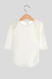 Baby langærmet bodysuit, ubørstet, hvid