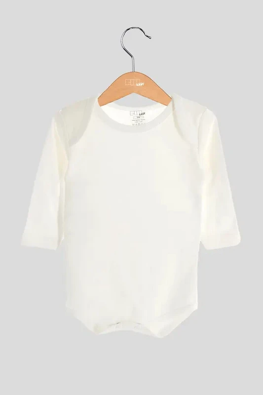 Baby langærmet bodysuit, ubørstet, hvid