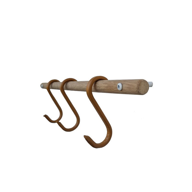 2HangIt rack - Oak/White/Natural leather