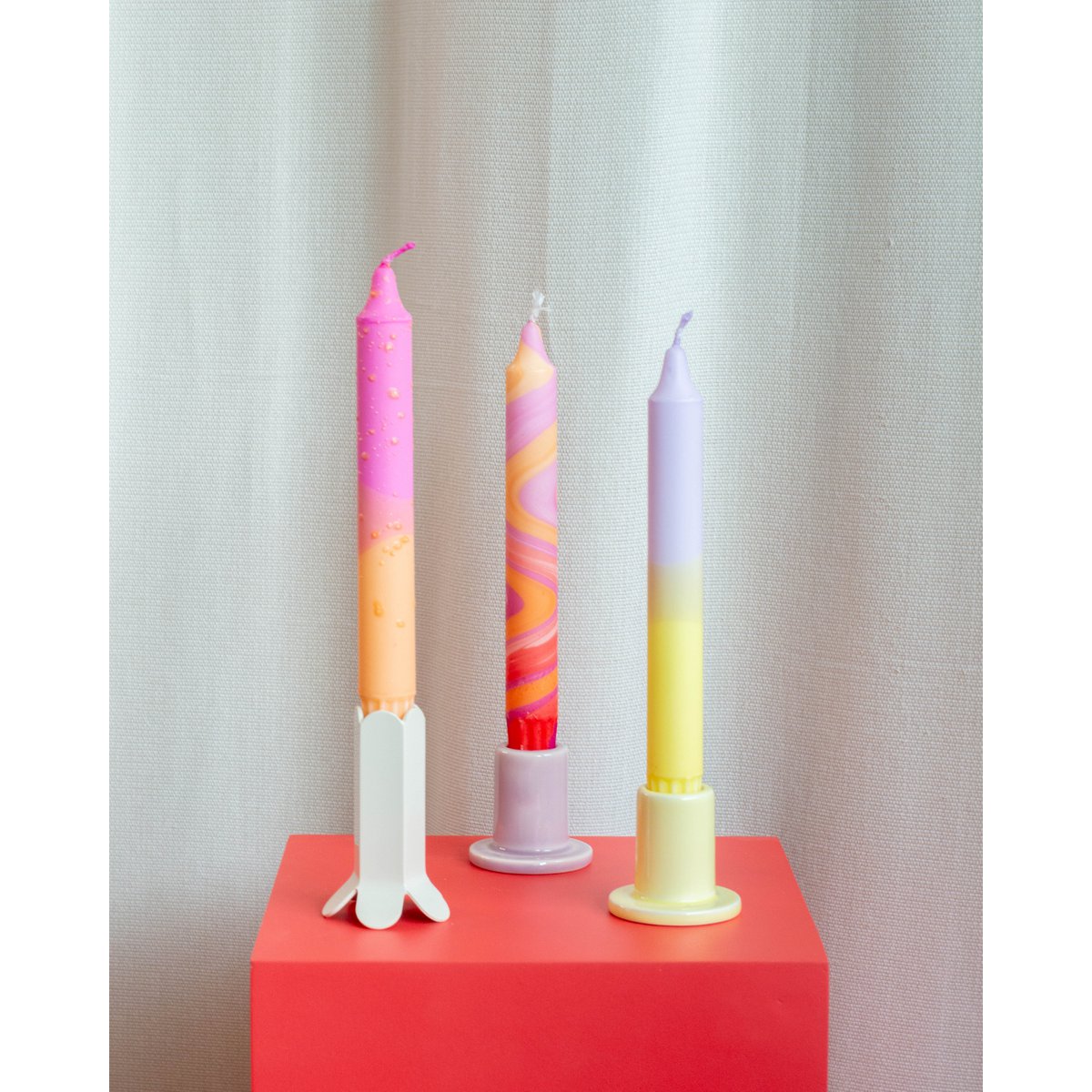 3-pack Taper Candles Summer Sunset Bright Colours