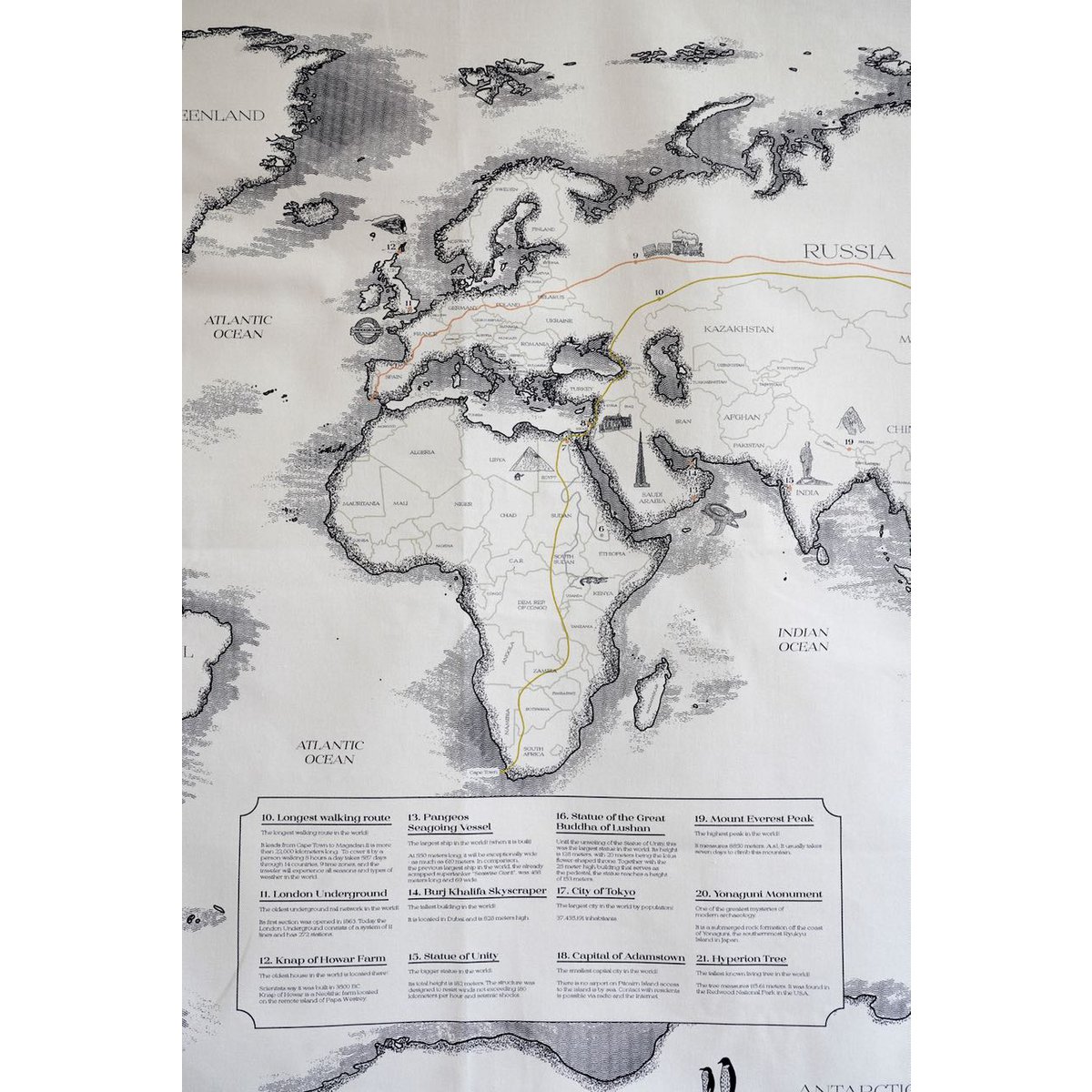 Cotton world map for children "Civilisational achievements"