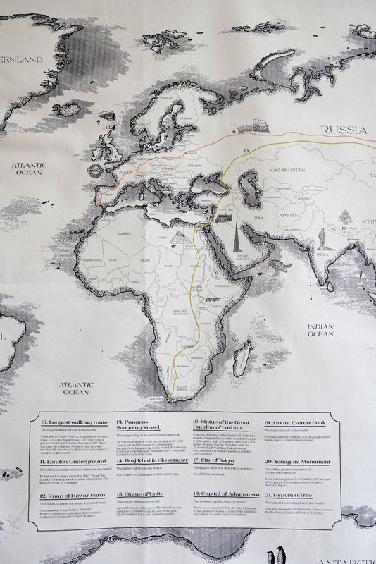Cotton world map for children "Civilisational achievements"