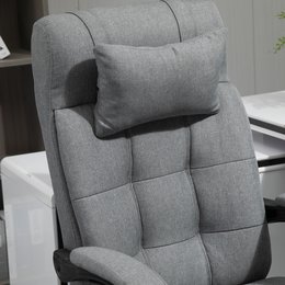 Office chair with pillow armrest Desk chair with tilt angle Height-adjustable swivel chair with footrest Linen foam PVC Light gray 66 x 76 x 112-120 cm