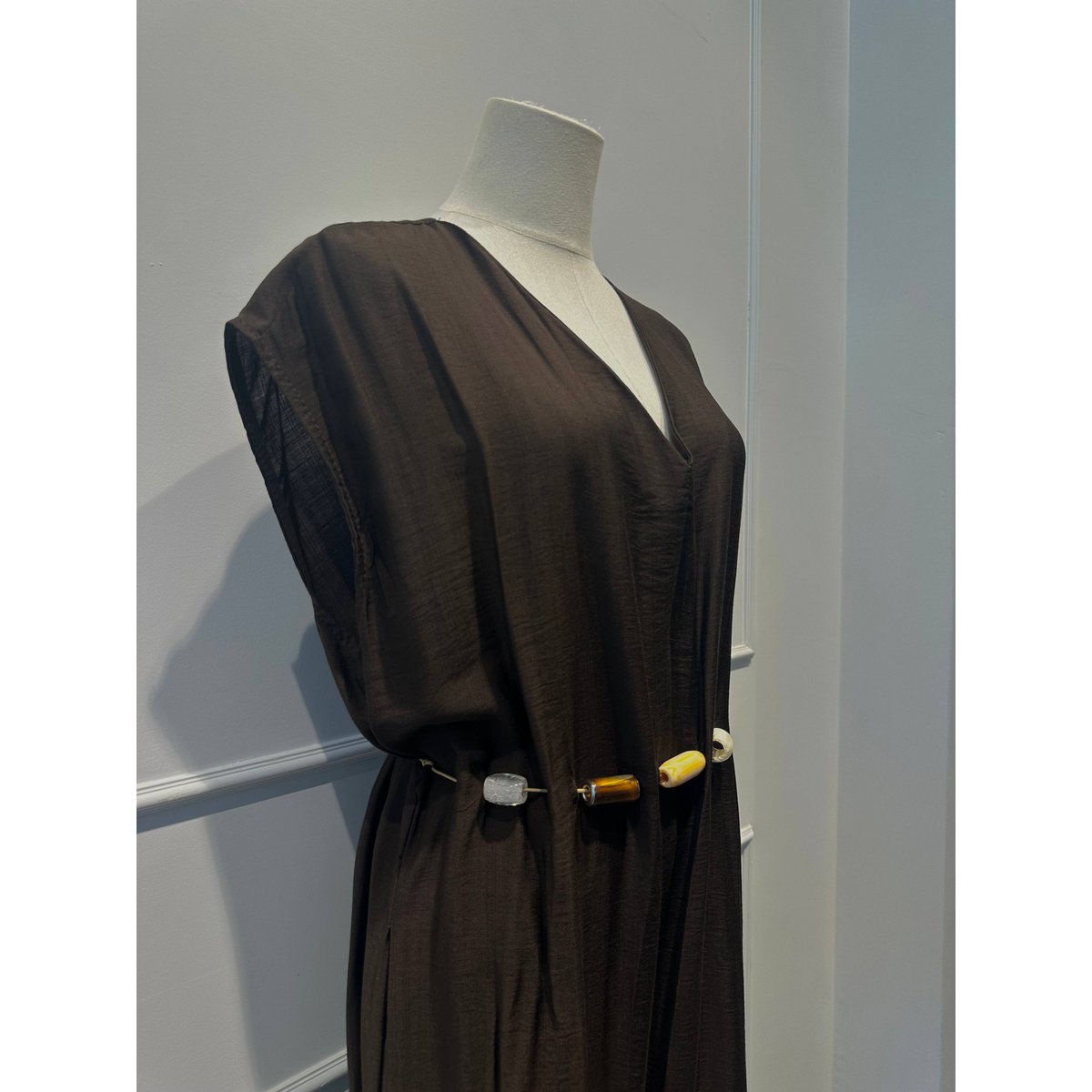 Robe-Combinaison Longue avec Ceinture de Perles - VISCOSE - 8800