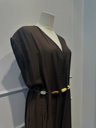 Lang Jumpsuit-kjole med perlebælte - VISCOSE - 8800