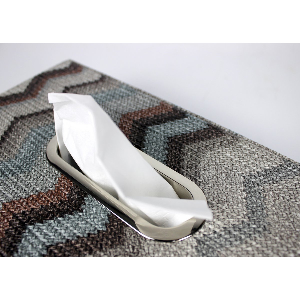 Tissue box zigzag gray blue pattern facial tissue box