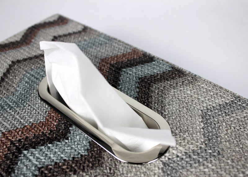 Tissue box zigzag gray blue pattern facial tissue box
