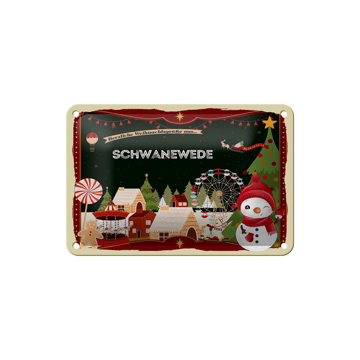 Targa in metallo auguri di Natale Decorazione regalo SCHWANEWEDE 18x12 cm