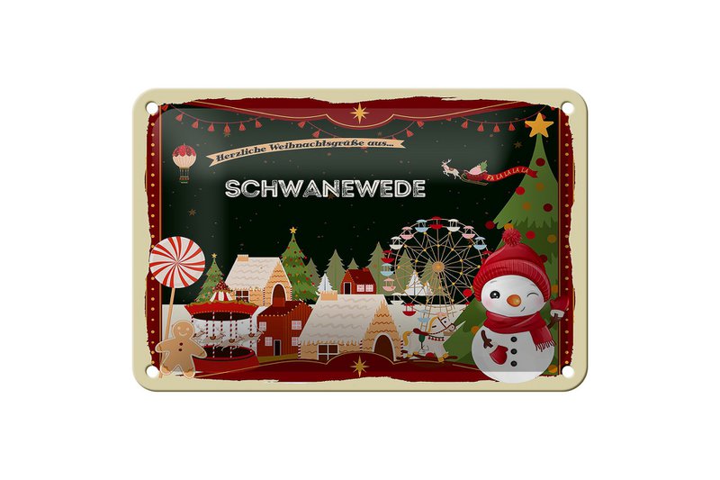 Targa in metallo auguri di Natale Decorazione regalo SCHWANEWEDE 18x12 cm