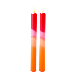 LED Pillar Kaars Red Orange - Set of 2