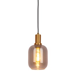 1-pendant lampa „fumo”, lampa wisiorka wykonana z metalu i szkła w kolorze czarnym, z gniazdem E14, do jadalni, salonu, korytarza lub biura, lampa wisząca 150 x 20 cm