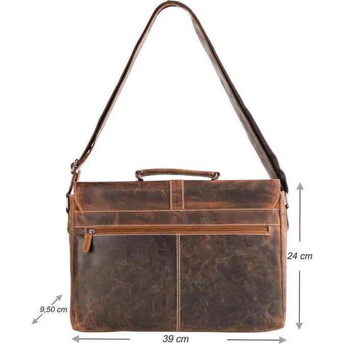 Messenger Bag from buffalo leather for 15.6 inch laptops in cognac color