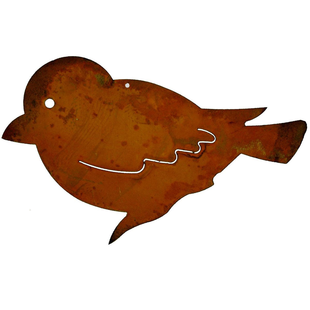 Metal decorative bird for hanging or on a stick Rust decoration for the garden and living room
