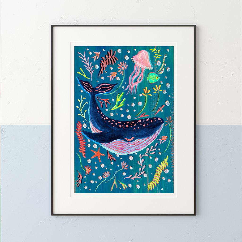 Blue Whale Nursery Print
