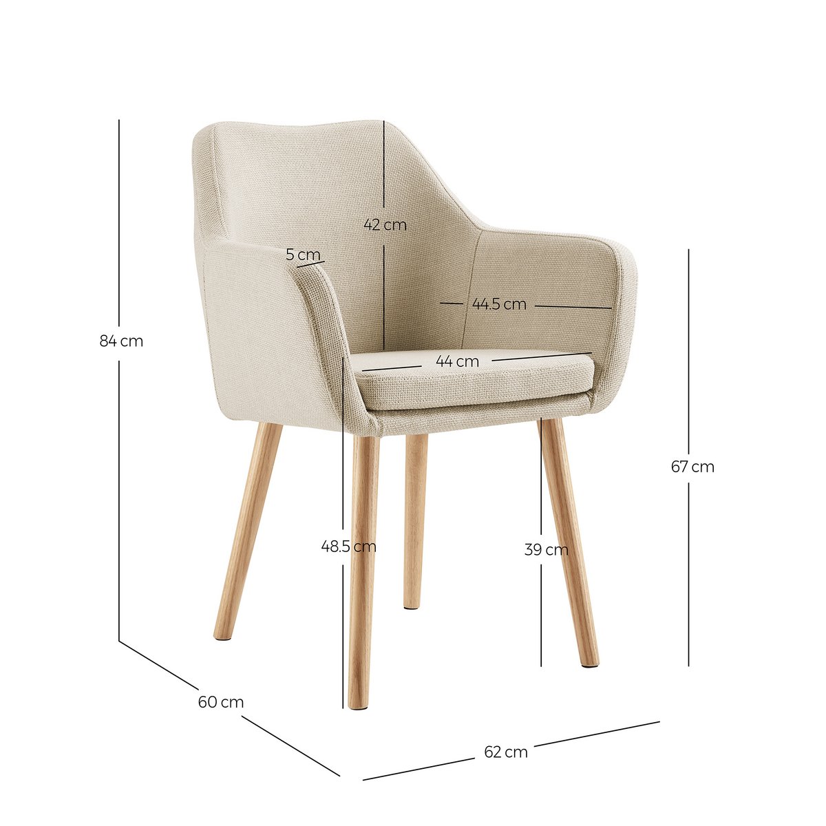 Armlehnstuhl Strukturstoff Beige
