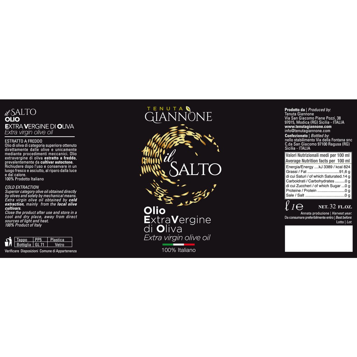 ITALIA | SICILIA | Extra Virgin Olive Oil - il SALTO | 1 LT