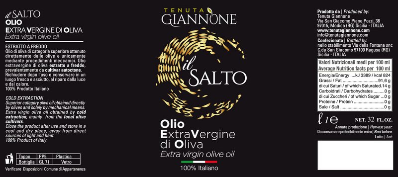 ITALIA | SICILIA | Extra Virgin Olive Oil - il SALTO | 1 LT