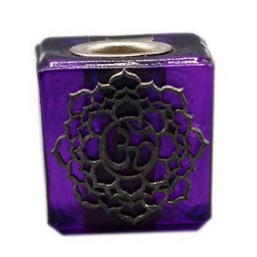 BOUGIE CUBE VIOLET COURONNE EN VERRE