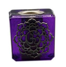 BOUGIE CUBE VIOLET COURONNE EN VERRE
