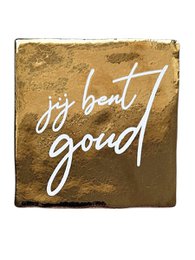 A decorative tile with the text "I'm kind of a big deal" in gold foil on a white background. The tile has a simple, minimalist design that would complement a variety of home decor styles.