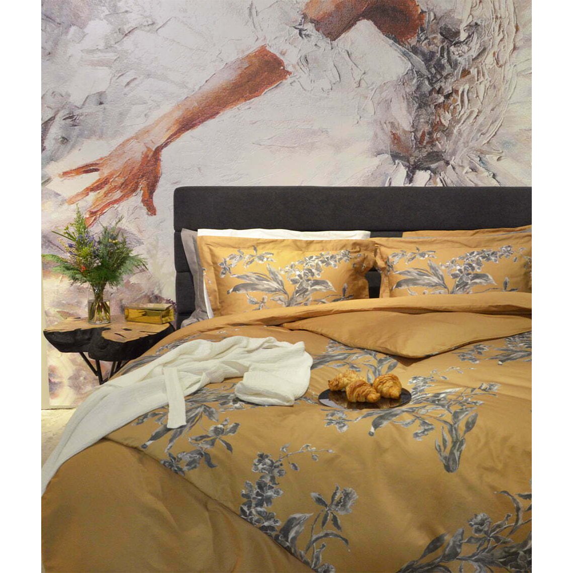 Sateen bed linen set Orchids Cinnamon