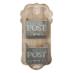 Letter holder 26x10x53 cm brown gray wood mailbox