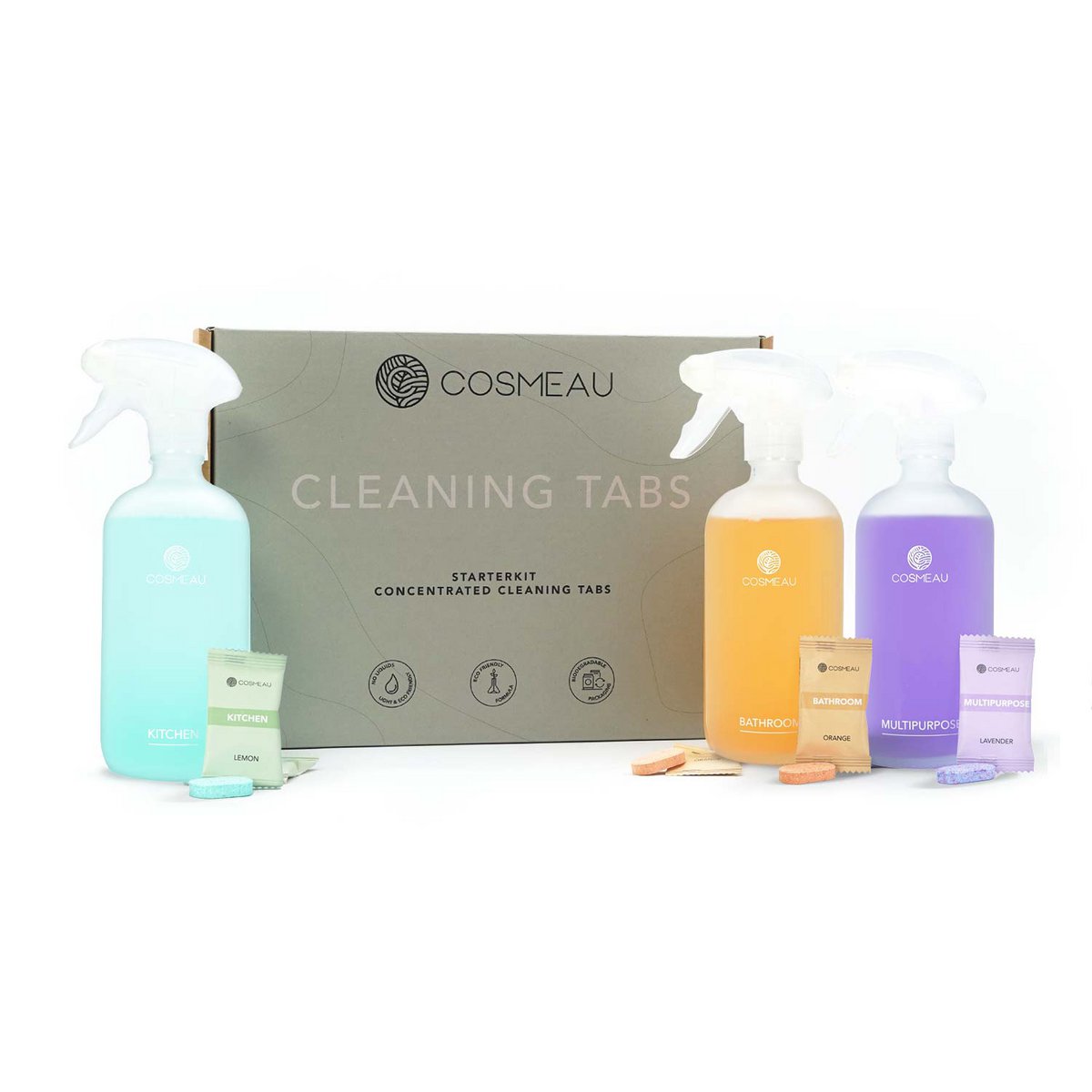 Cosmeau Cleaning Kit - Kitchen cleaner - Bathroom cleaner - Glass - Multipurpose