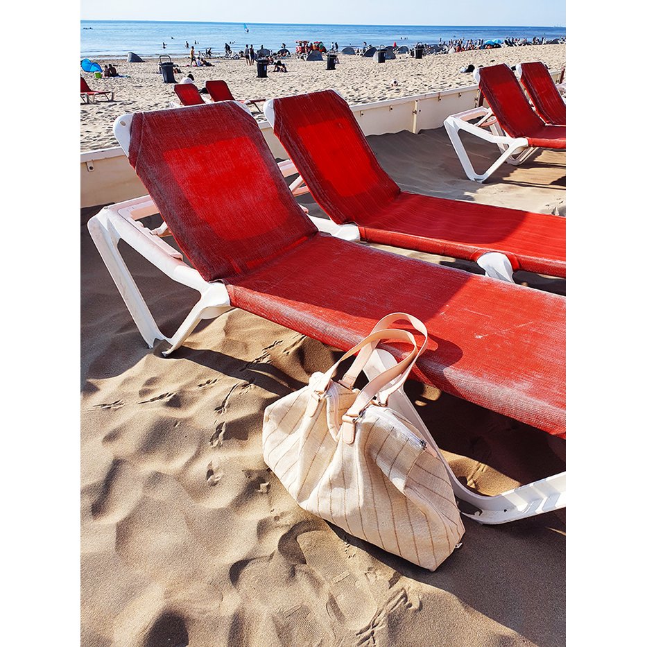 ANNA NERA Fairtrade Big Bag M - Met rits - Strandtas - Weekendtas - Shopper M naturel