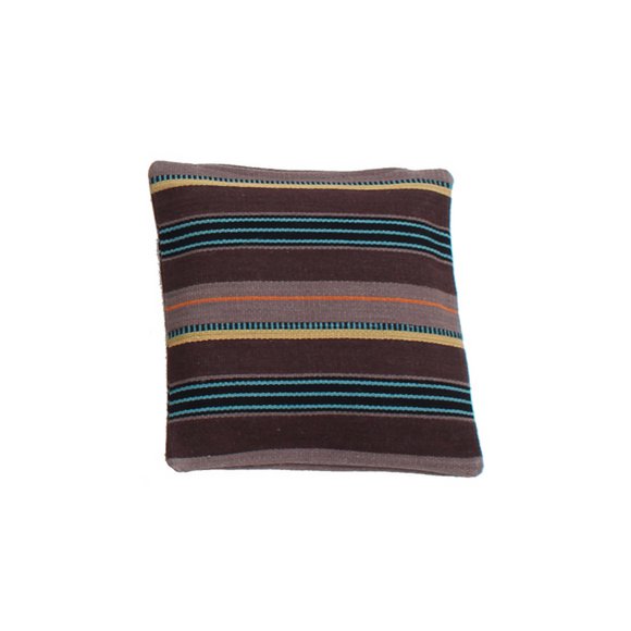 Hazan Kelim Cushion Stripes Brown Turquoise 60 x 60 cm