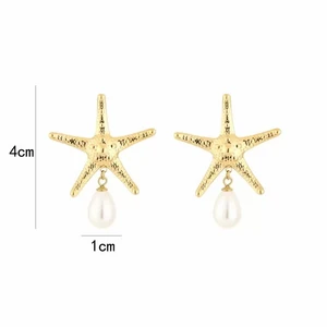Sea star oorbellen met parel JE17218 - GOLD