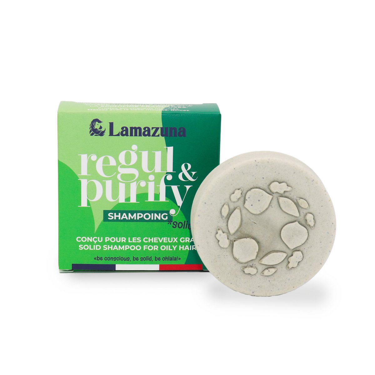 Shampoing solide cheveux gras - Spiruline et argile verte - Regul & Purify