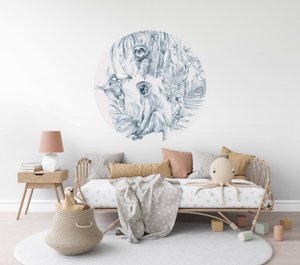 Muurcirkel behang Tropical Blue 99cm
