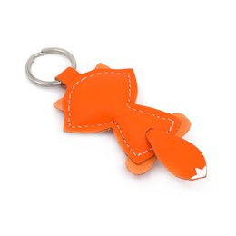 Orange Fox Keychain Handmade Leather