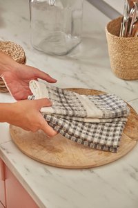 Set of 2 dark gray Ibiza cotton kitchen towels