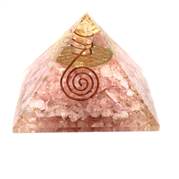 Orgonite Pyramide, Rose Quartz, Reiki Symbol and Spiral