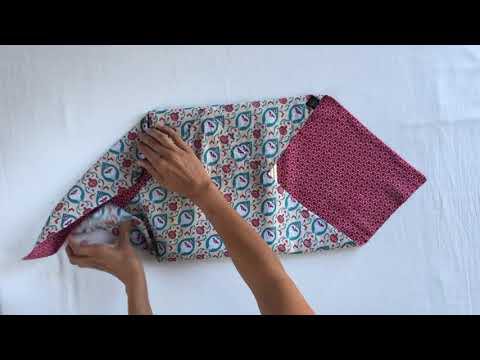 Envoltura de regalo Furoshiki - Paquete de 6 piezas de color verde azulado y cereza - Envoltura de regalo de tela