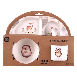 Wood Friends - Mealtime Set w. 4 Room Plate - 5pcs