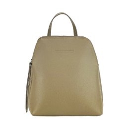 RB1018AQ | Genuine Leather Double Compartment Women's Backpack Made in Italy with adjustable shoulder straps. Gunmetal metal accessories - Taupe color - Dimensions: 26 x 30 x 14.5 cm