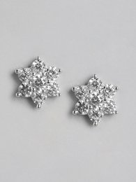 Øreringe | Sterling sølvbelagt CZ blomster | Rhodium
