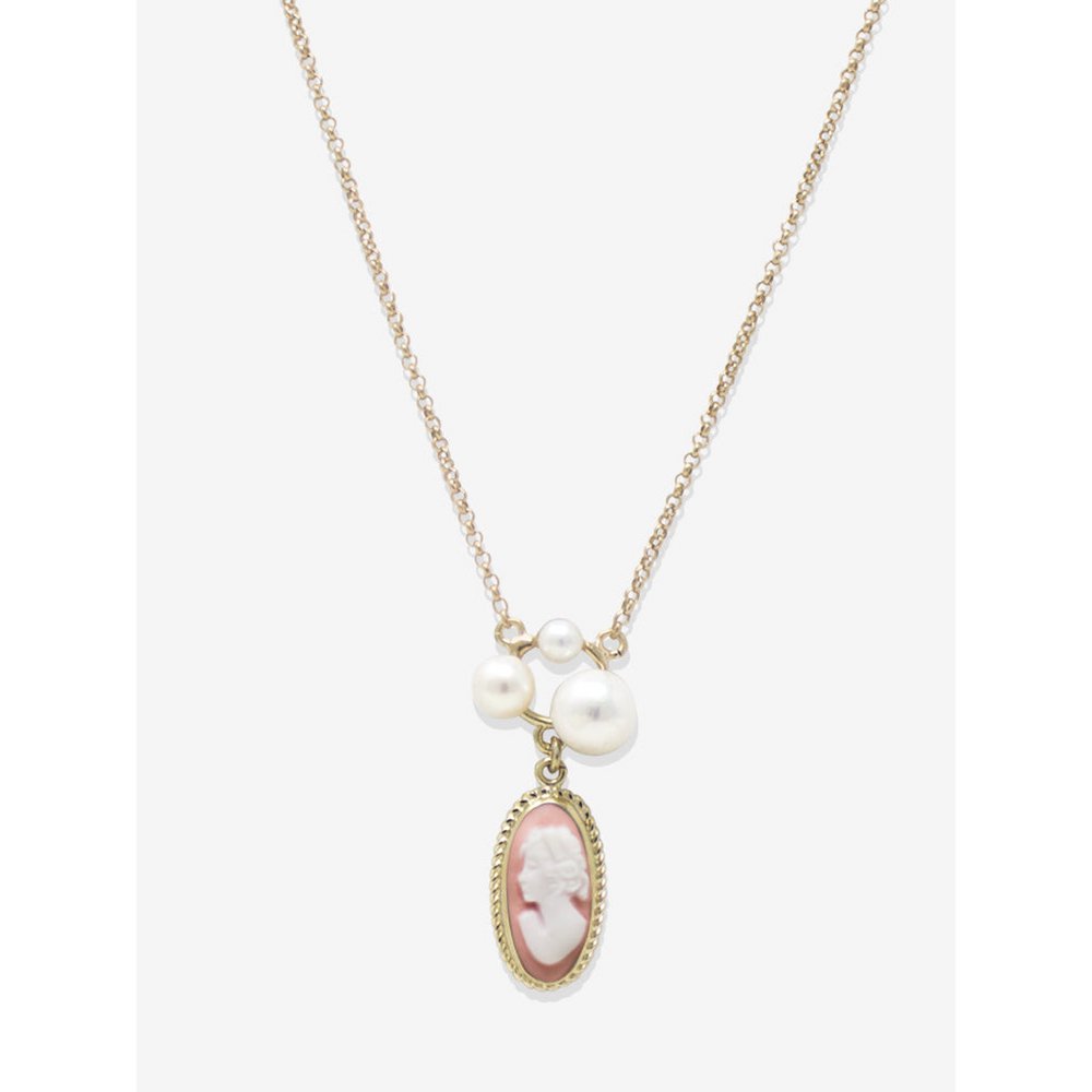 Lilith roze cameo ketting met parels