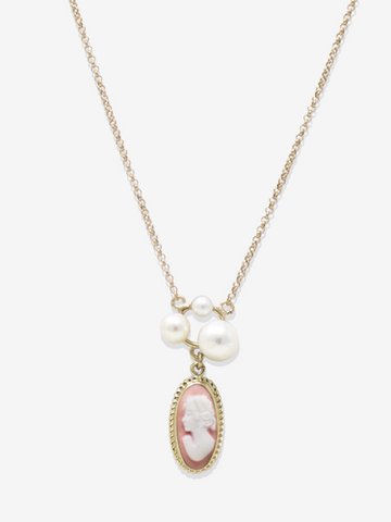 Lilith roze cameo ketting met parels