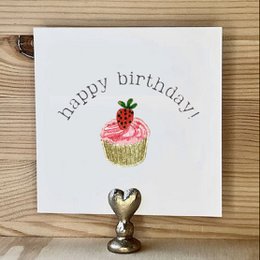 Card Happy Birthday Cupcake Strawberry