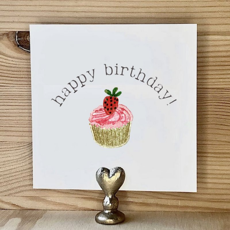 Card Happy Birthday Cupcake Strawberry