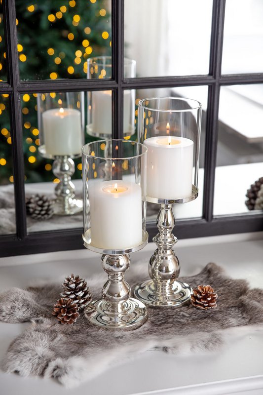 EDZARD lantern Mascha, noble silver-plated, tarnish-proof, height 28 cm, for candles up to diameter 10 cm