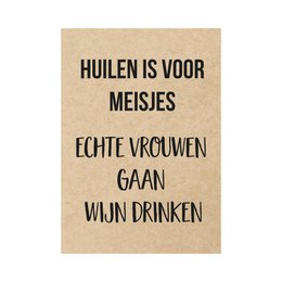 Card - Crying is for girls Real women drink wine, per 10 pieces